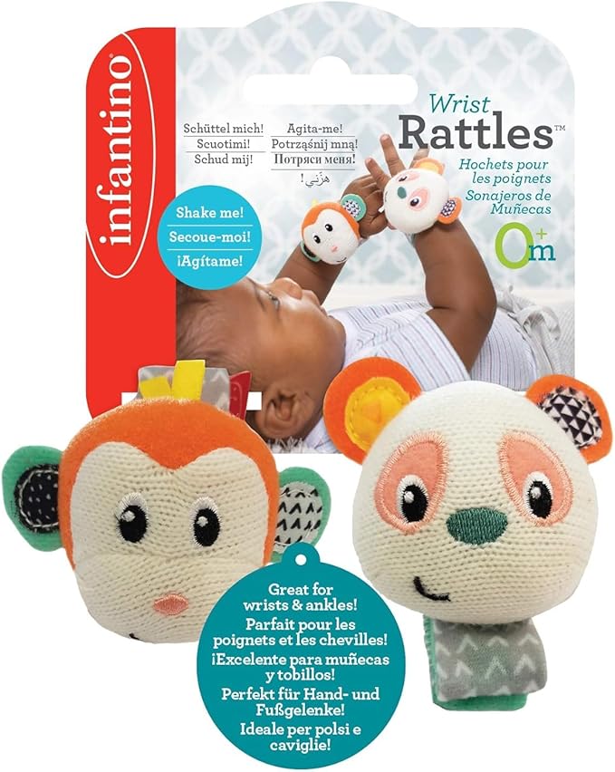 Infantino Wrist Rattles Monkey/Panda IN206892 - Colorland Toys