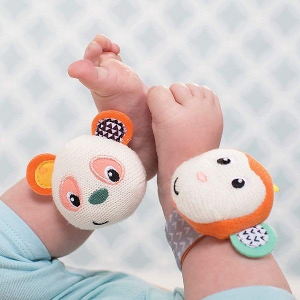 Infantino Wrist Rattles Monkey/Panda IN206892 - Colorland Toys
