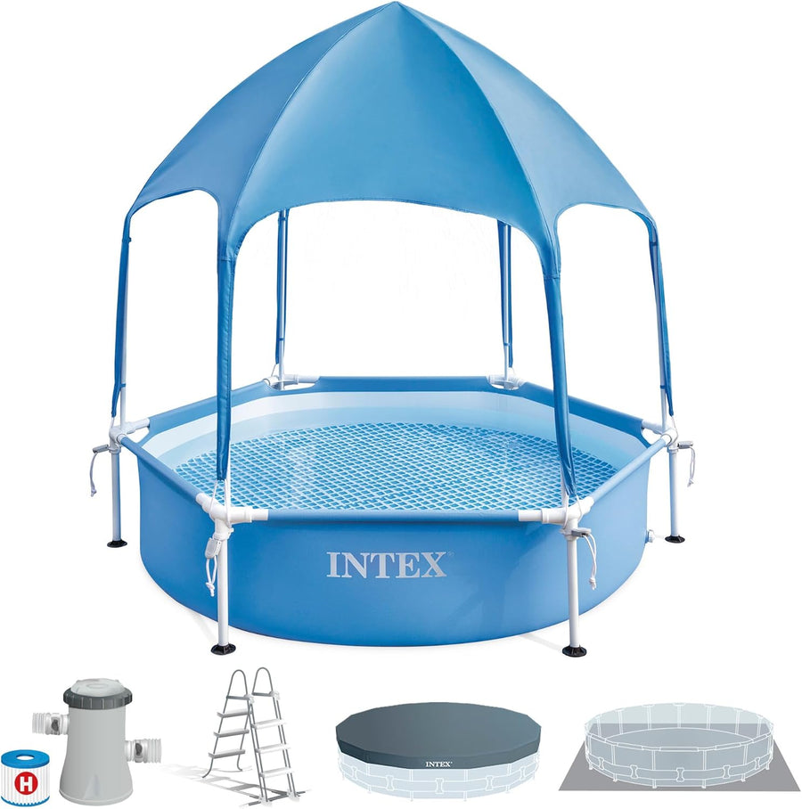 Intex Canopy Metal Frame Pool 1.83m x 38cm with Sprayer, Ages 3+