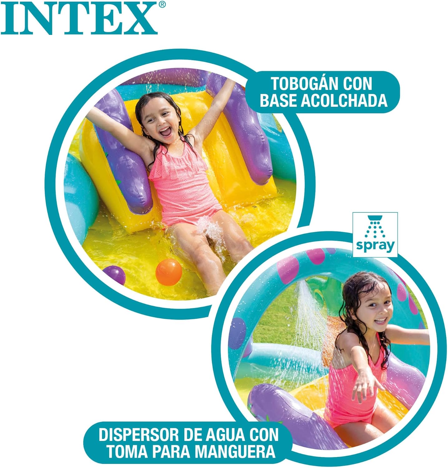 Intex Dinoland Inflatable Play Center – Dinosaur - Themed Water Pool with Slide & Sprayer (Model 57135) - Colorland Toys