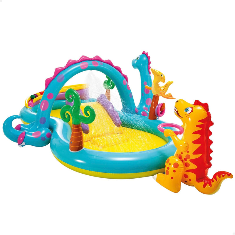 Intex Dinoland Inflatable Play Center – Dinosaur - Themed Water Pool with Slide & Sprayer (Model 57135) - Colorland Toys