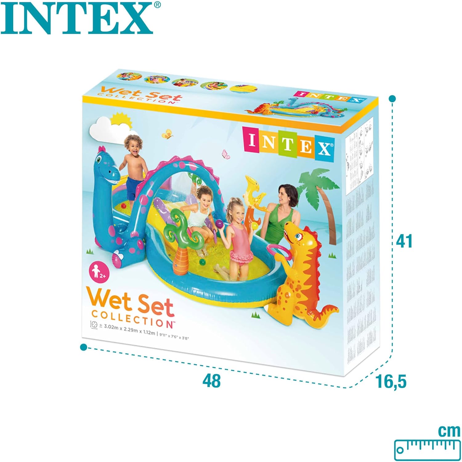 Intex Dinoland Inflatable Play Center – Dinosaur - Themed Water Pool with Slide & Sprayer (Model 57135) - Colorland Toys