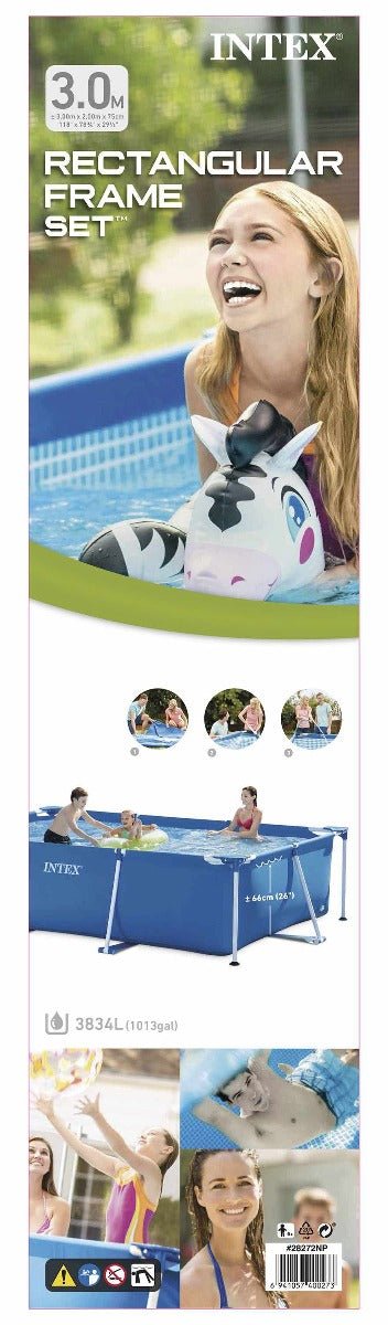 Intex Frame Above Ground Pool Rectangular 3.00mx2.00mx75cm 28272 - Colorland Toys