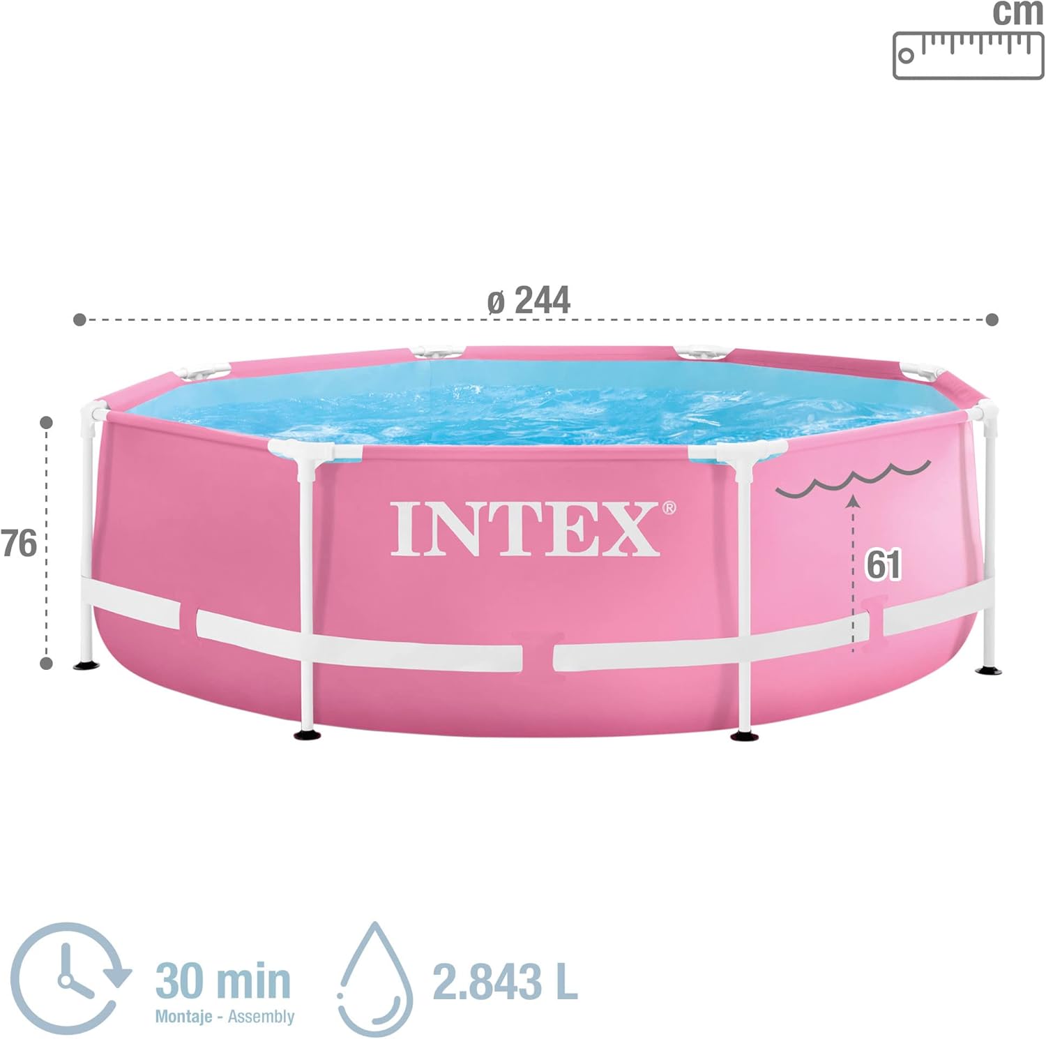 Intex Pink Metal Frame Round Pool Set 2.44mx76cm 28290 - Colorland Toys