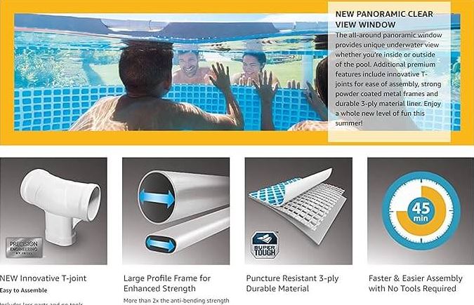 Intex Prism Frame Clearview Premium Round Pool Set 4.27mx1.07m - Colorland Toys