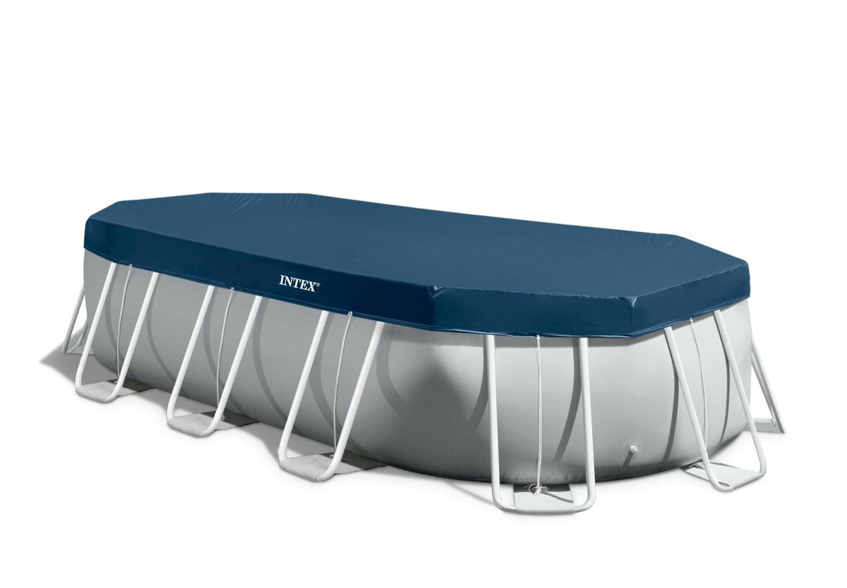 مجموعة حمام سباحة بيضاوي بإطار منشوري من Intex باللون الرمادي الفاتح (503 × 274 × 12) 26796 — image 2