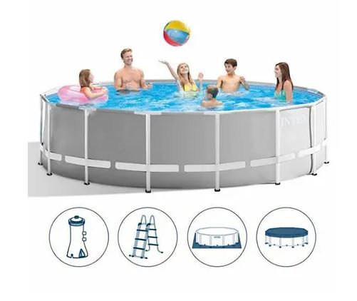مجموعة حمام سباحة بريزم بإطار دائري من إنتكس، 4.57 متر × 1.07 متر، 26724