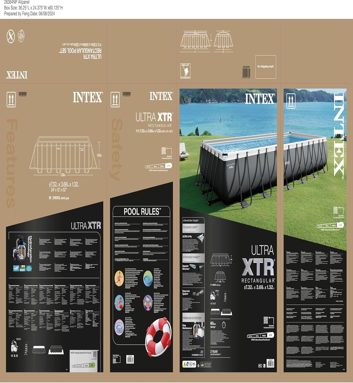 Intex Ultra Rectangular Frame Pool 24ft 7.32mx3.66mx1.32 - Colorland Toys