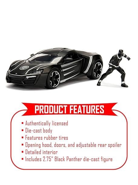Jada Marvel Black Panther Lykan Hypersport 1:24 Scale 253225004 - Colorland Toys
