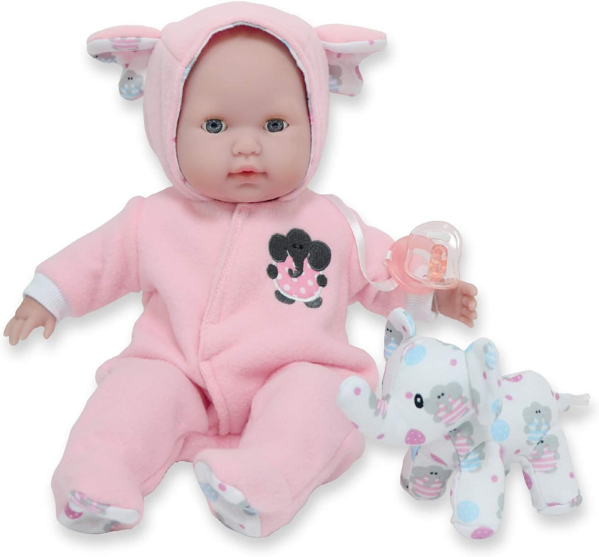 JC Toys Berenguer Boutique 38cm Pink Baby Doll with Elephant Theme — image 1