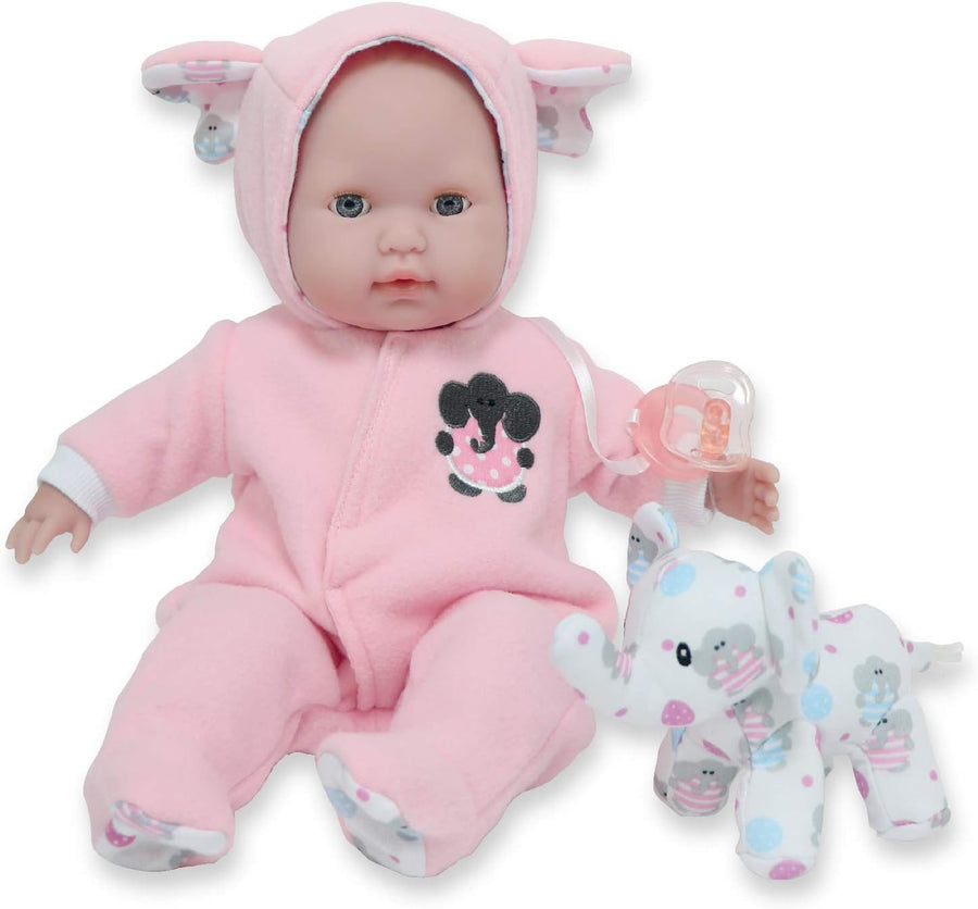 JC Toys Berenguer Boutique 38cm Pink Baby Doll with Elephant Theme — image 1