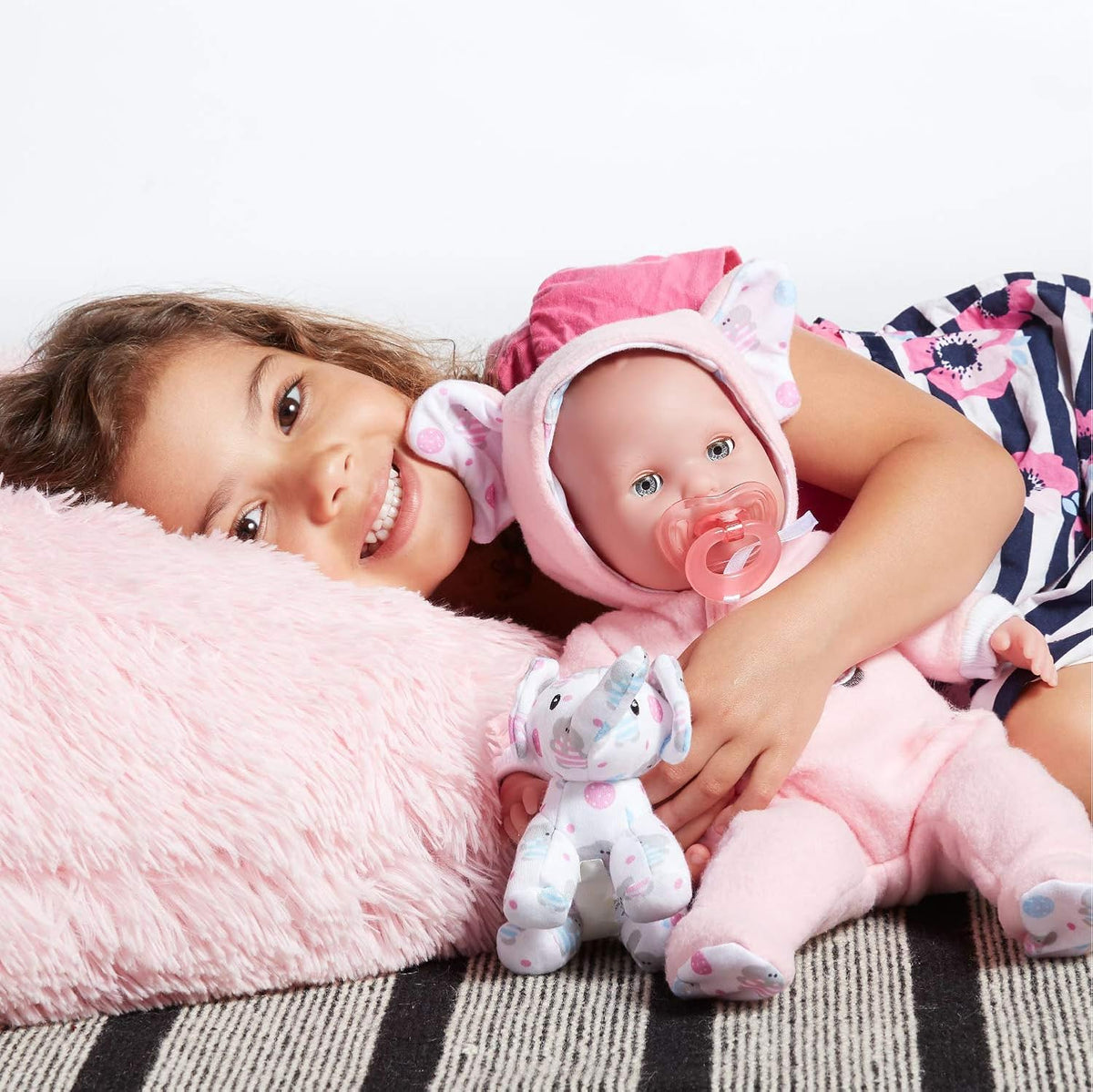 JC Toys Berenguer Boutique 38cm Pink Baby Doll with Elephant Theme — image 4