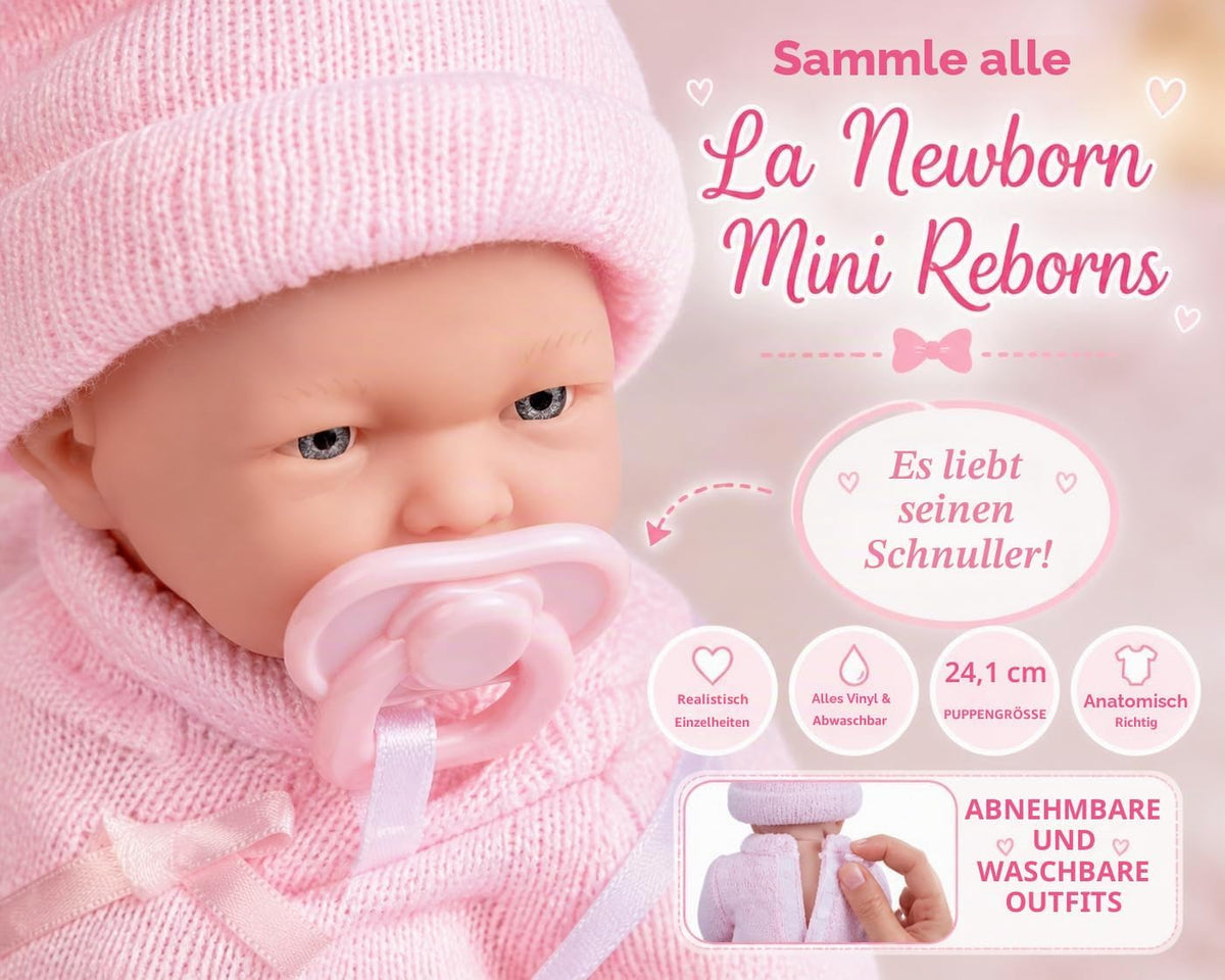 JC Toys Mini La Newborn Boutique 9.5" Real Girl Baby Doll - Pink — image 5