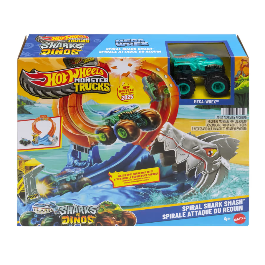 Hot Wheels Monster Trucks Corkscrew Shark Smash JFR08 - Colorland Toys