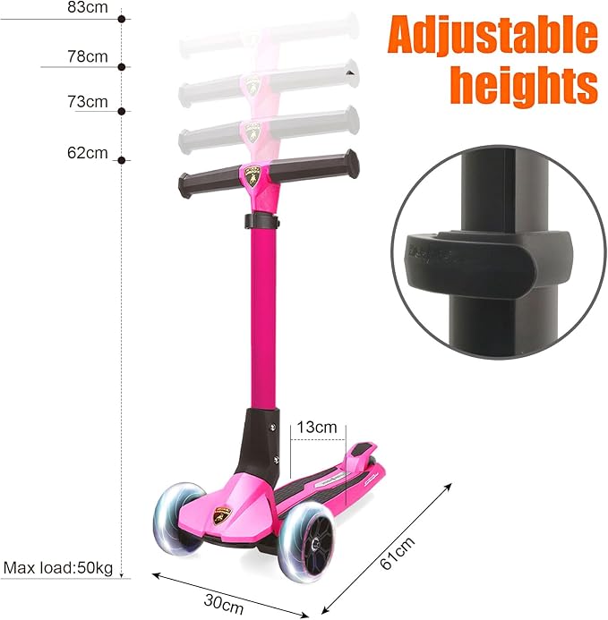 Kick n Roll Lamborghini 3 Wheel Kids Scooter Pink L1/1 — image 3