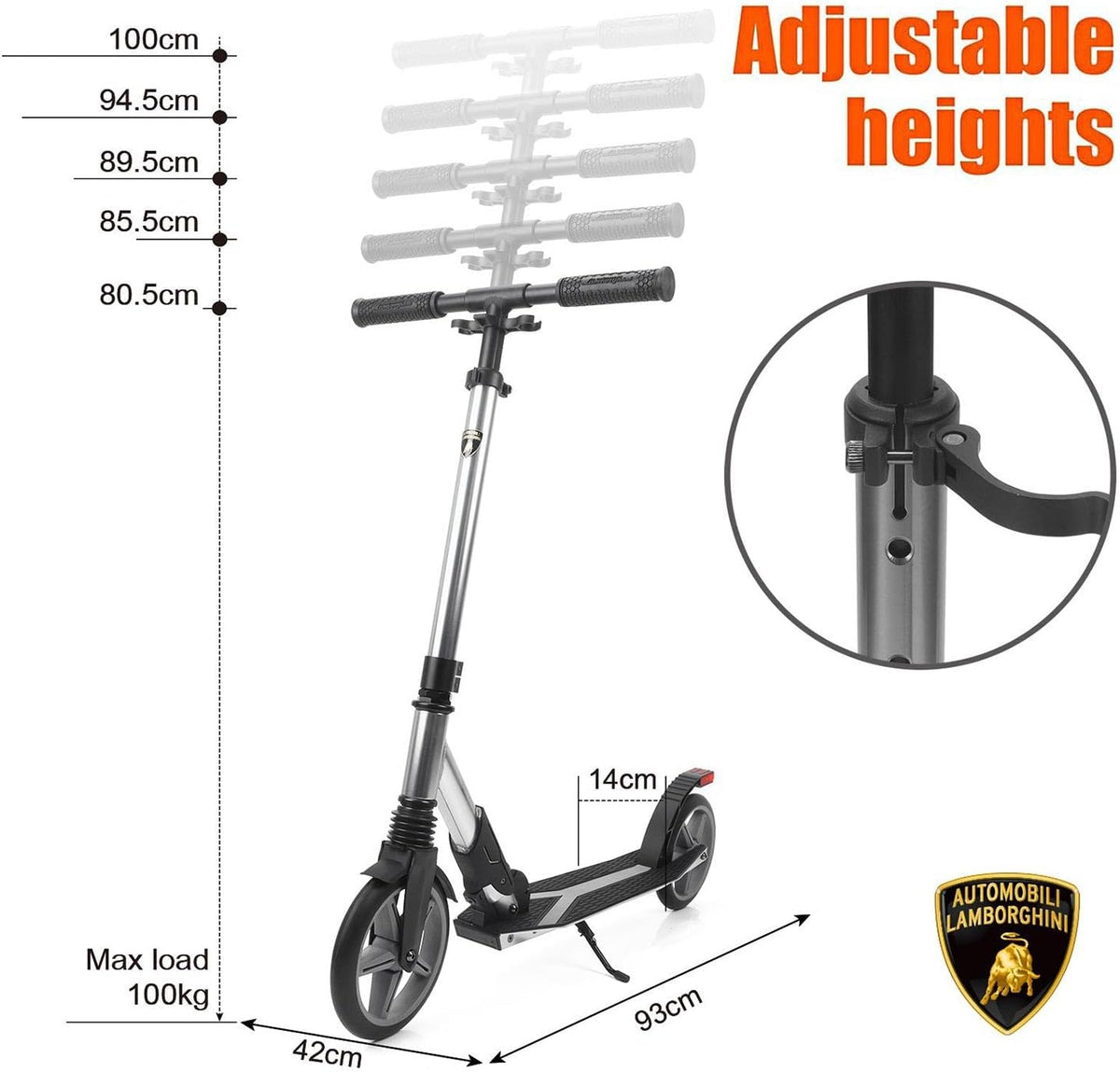 Kick n Roll Lamborghini Kick Scooter Grey L2-200 — image 3