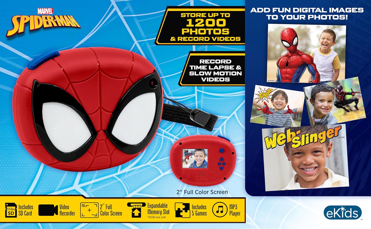 Kiddesigns Digital Camera - Spiderman KD - SM - 533 - Colorland Toys