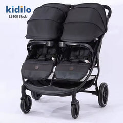 Kidilo LB100 Luxury Twin Lightweight Aluminum Twin Stroller black - Colorland Toys