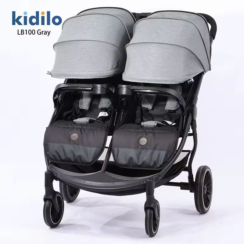 Kidilo LB100 Luxury Twin Lightweight Aluminum Twin Stroller black - Colorland Toys