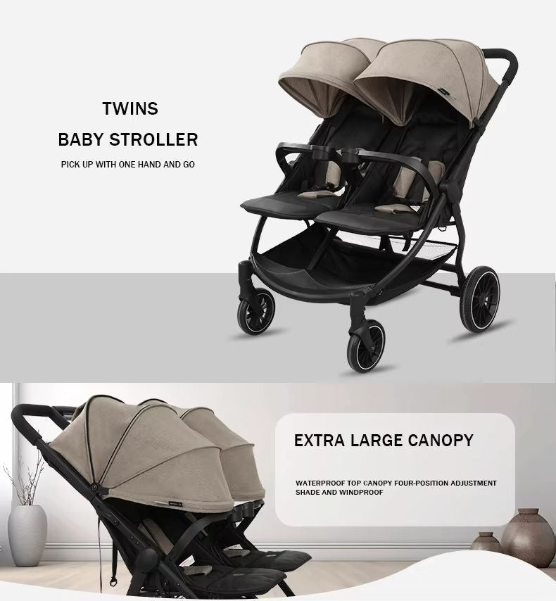 Kidilo LB100 Luxury Twin Lightweight Aluminum Twin Stroller black - Colorland Toys