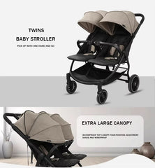Kidilo LB100 Luxury Twin Lightweight Aluminum Twin Stroller black - Colorland Toys