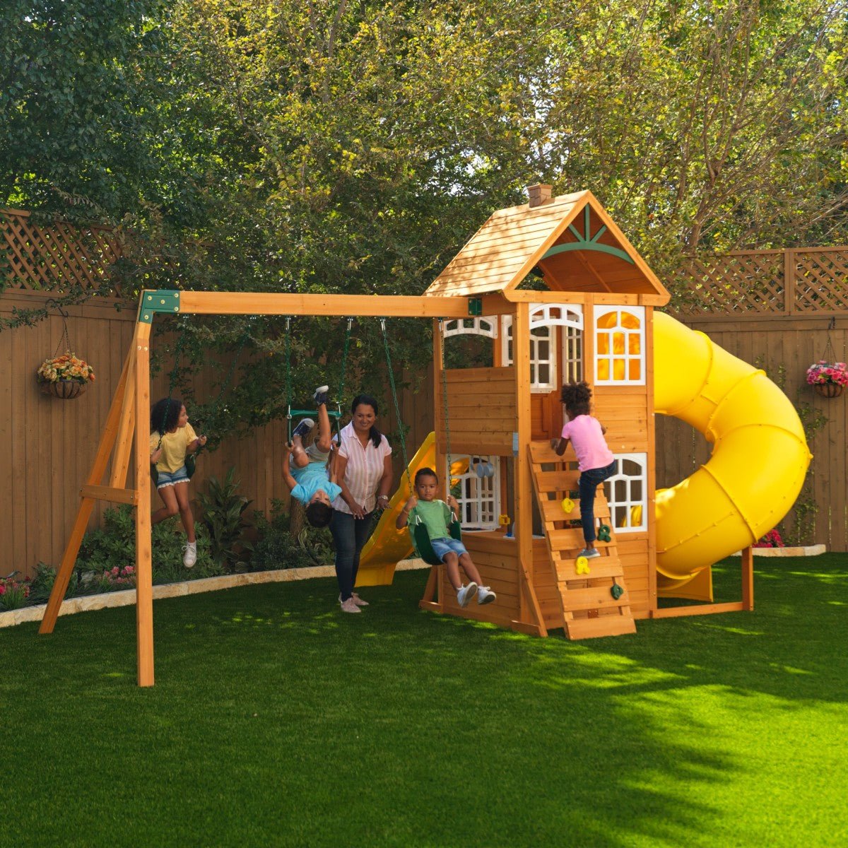 Kidkraft Castlewood Wooden Swing Set / Playset - Colorland Toys