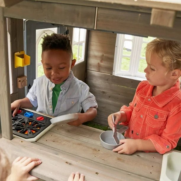 KidKraft Forestview II Wooden Outdoor Playhouse with Doorbell, Bench & Kitchen | Colorland Toys - Colorland Toys