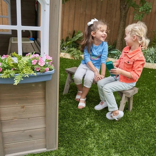 KidKraft Forestview II Wooden Outdoor Playhouse with Doorbell, Bench & Kitchen | Colorland Toys - Colorland Toys