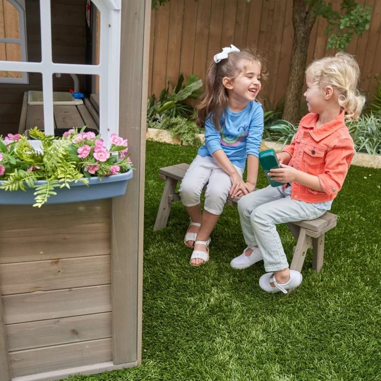 KidKraft Forestview II Wooden Outdoor Playhouse with Doorbell, Kitchen & Bench — image 8
