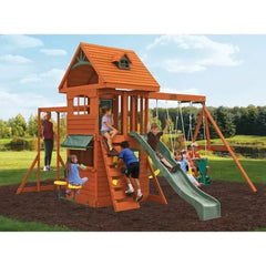 Kidkraft Ridgeview Deluxe Clubhouse Wooden Swing Set / Playset - Colorland Toys