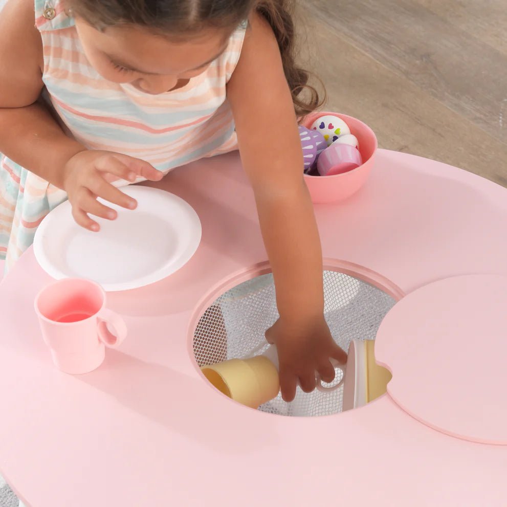 KidKraft Round Storage Table & 2 Chair Set - White & Pink — image 2