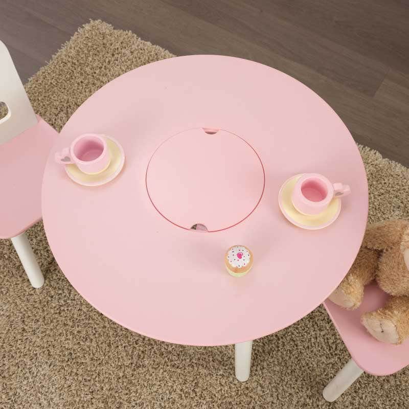 KidKraft - Round Storage Table & 2 Chair Set - White & Pink - Colorland Toys