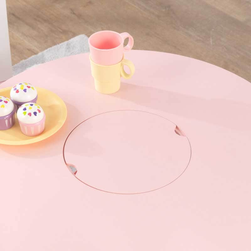 KidKraft - Round Storage Table & 2 Chair Set - White & Pink - Colorland Toys