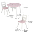 KidKraft Round Storage Table & 2 Chair Set - White & Pink