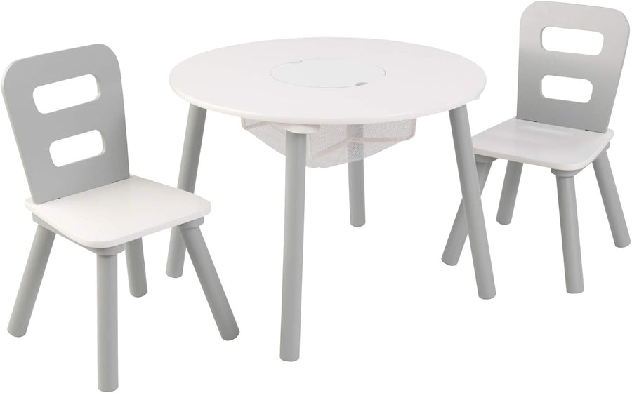Kidkraft Round Storage Table And 2 Chair Set - Gray/White 26166 — image 1