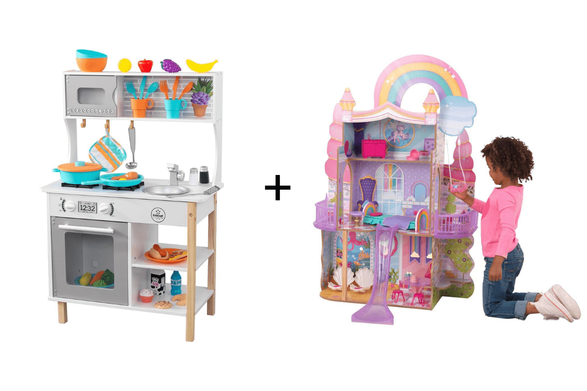 KidKraft Unicorn Dollhouse & Play Kitchen Set (38 pcs) - Colorland Toys