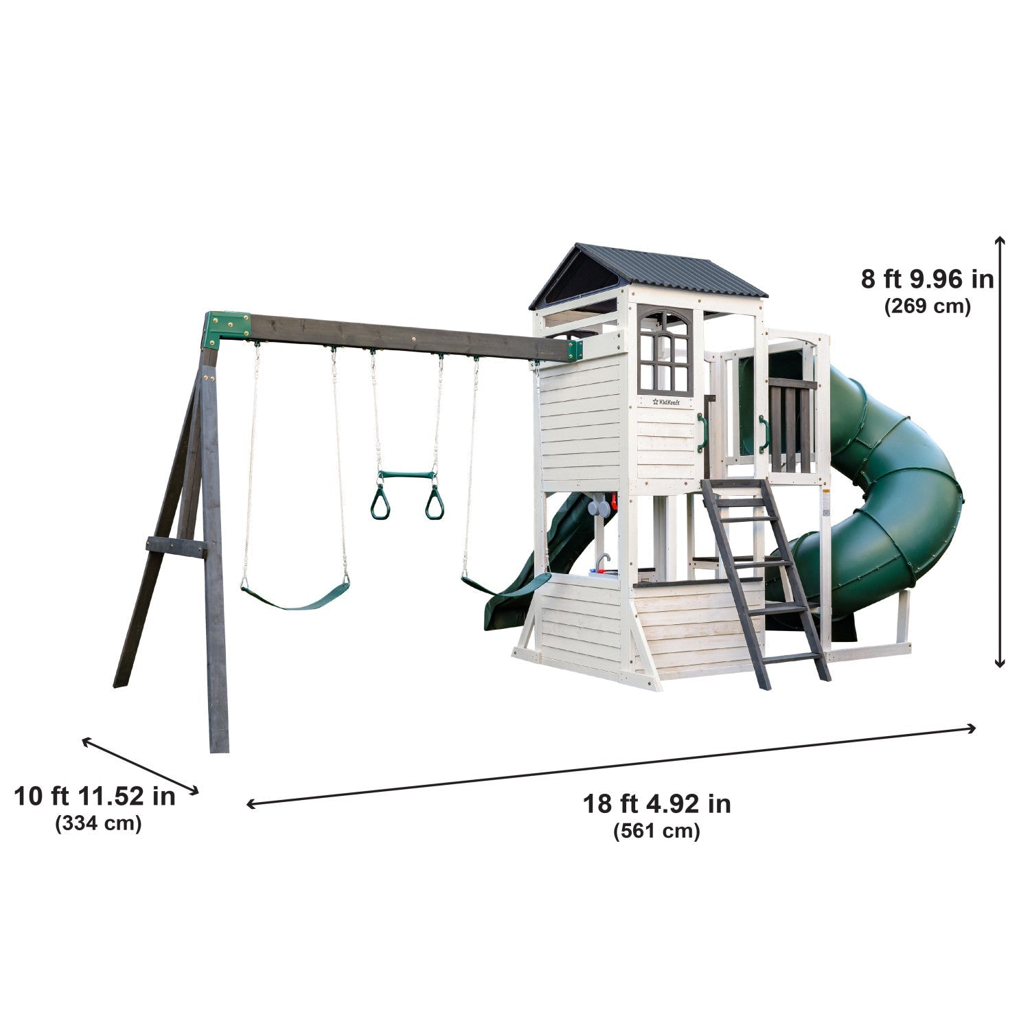 KidKraft Wrangler Way Swing Set – Wooden Playhouse & Slides F29625E - Colorland Toys