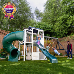 KidKraft Wrangler Way Swing Set – Wooden Playhouse & Slides F29625E - Colorland Toys