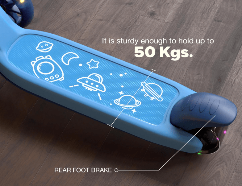 Kids 3 - Wheeled Scooter with Lights Blue 103 - 34 - Colorland Toys