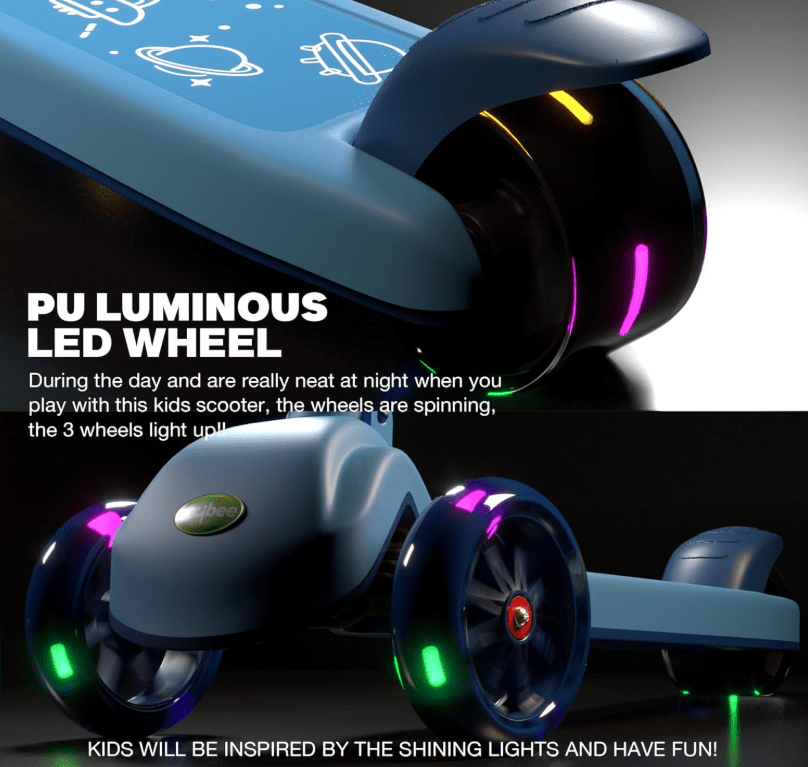 Kids 3 - Wheeled Scooter with Lights Blue 103 - 34 - Colorland Toys