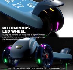 Kids 3 - Wheeled Scooter with Lights Blue 103 - 34 - Colorland Toys