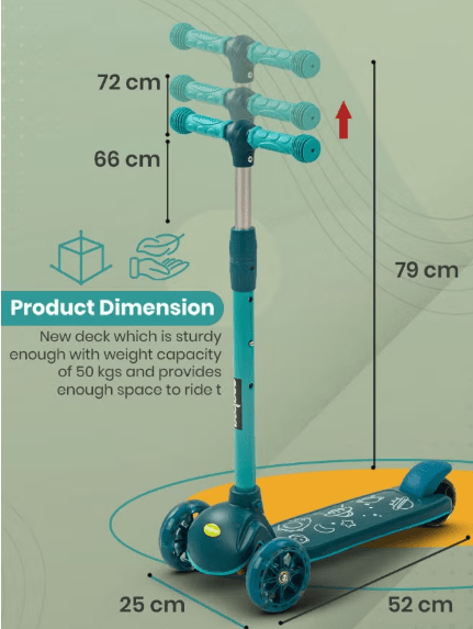 Kids 3 - Wheeled Scooter with Lights Green 103 - 49 - Colorland Toys