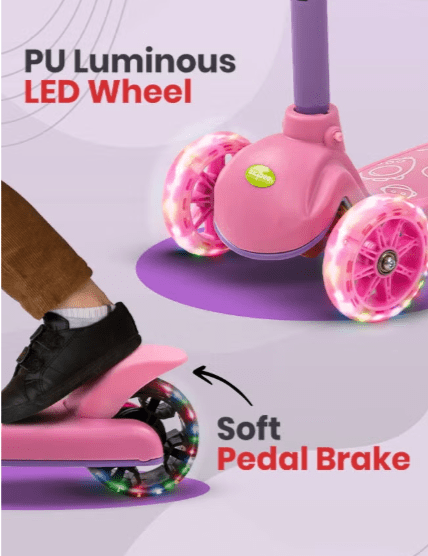 Kids 3 - Wheeled Scooter with Lights Pink 103 - 49 - Colorland Toys