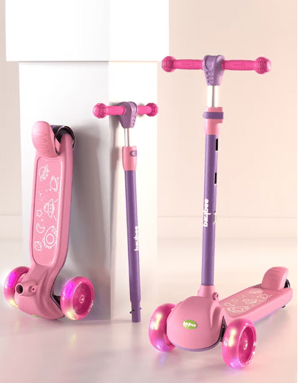 Kids 3-Wheeled Scooter with Lights Pink 103-49 — image 1