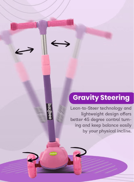 Kids 3-Wheeled Scooter with Lights Pink 103-49 — image 4