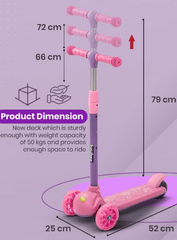 Kids 3 - Wheeled Scooter with Lights Pink 103 - 49 - Colorland Toys