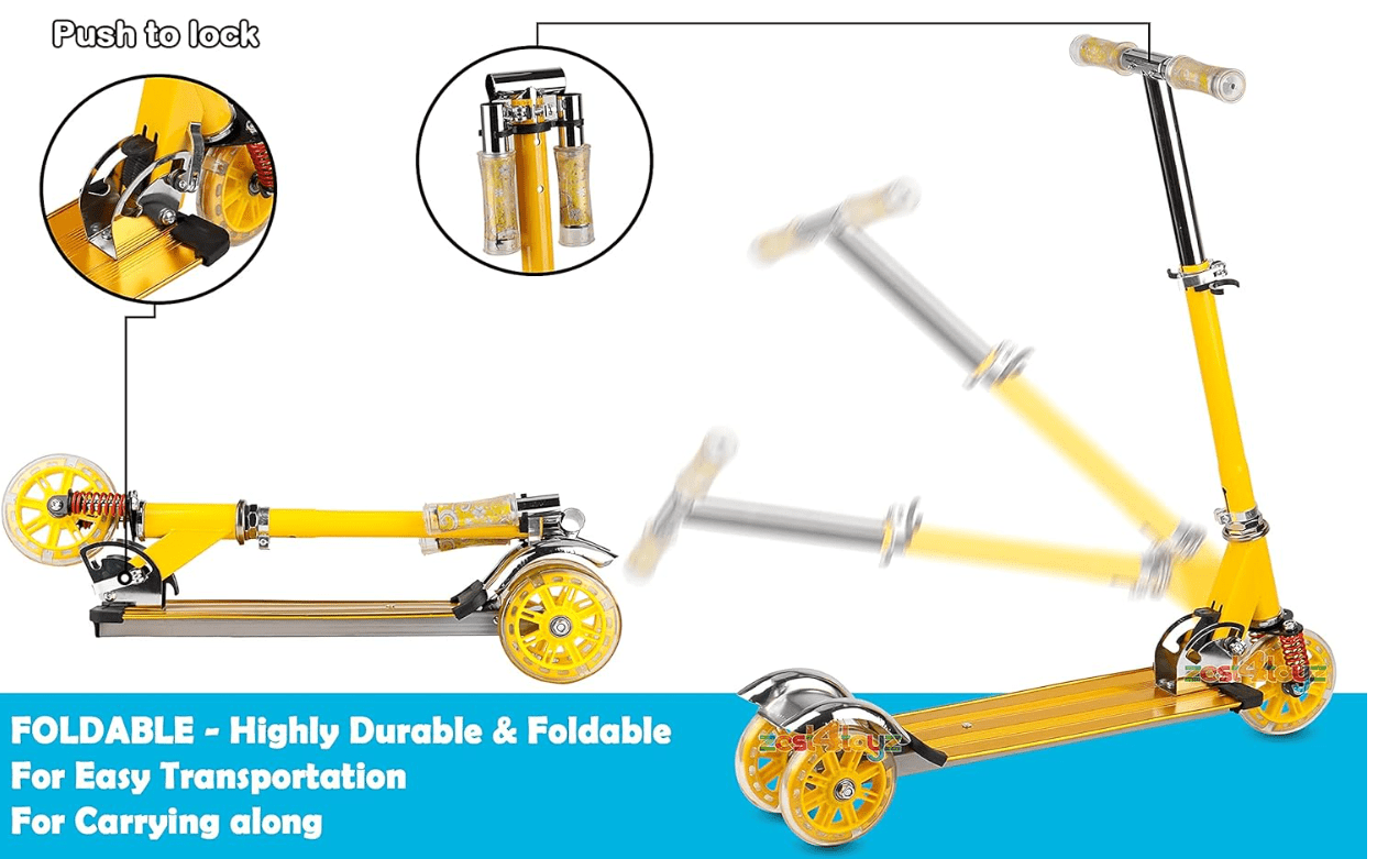 Kids 3 - Wheeled Scooter Yellow 103 - 39 - Colorland Toys