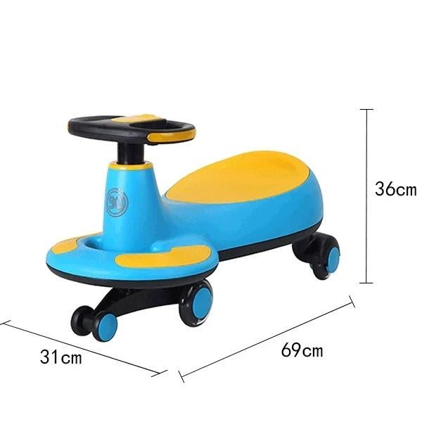 Kids Swing Car With Music & Light Blue/Yellow MN038 — image 2