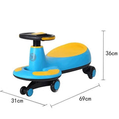 Kids Swing Car With Music & Light Blue/Yellow MN038 - Colorland Toys