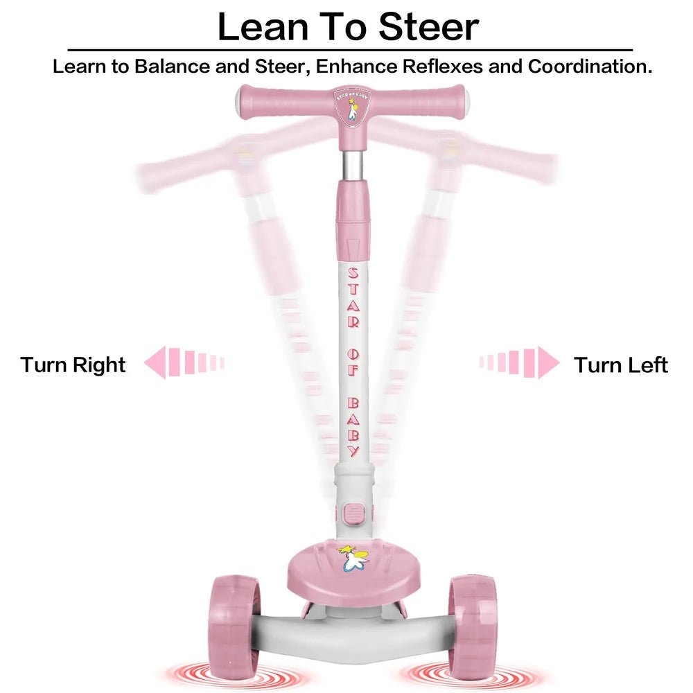 Kids Three Wheeled Scooter Pink Y - ST1818B/S1161 - Colorland Toys